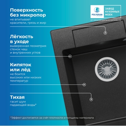 Мойка кухонная POLYGRAN ARGO 420 (черный №16)